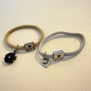 JUICY COUTURE Hair Pony Tail Fashion Elastics bracelet silver beige / gold